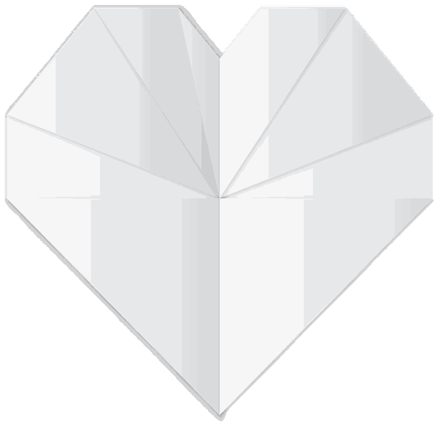 A heart folded from white paper